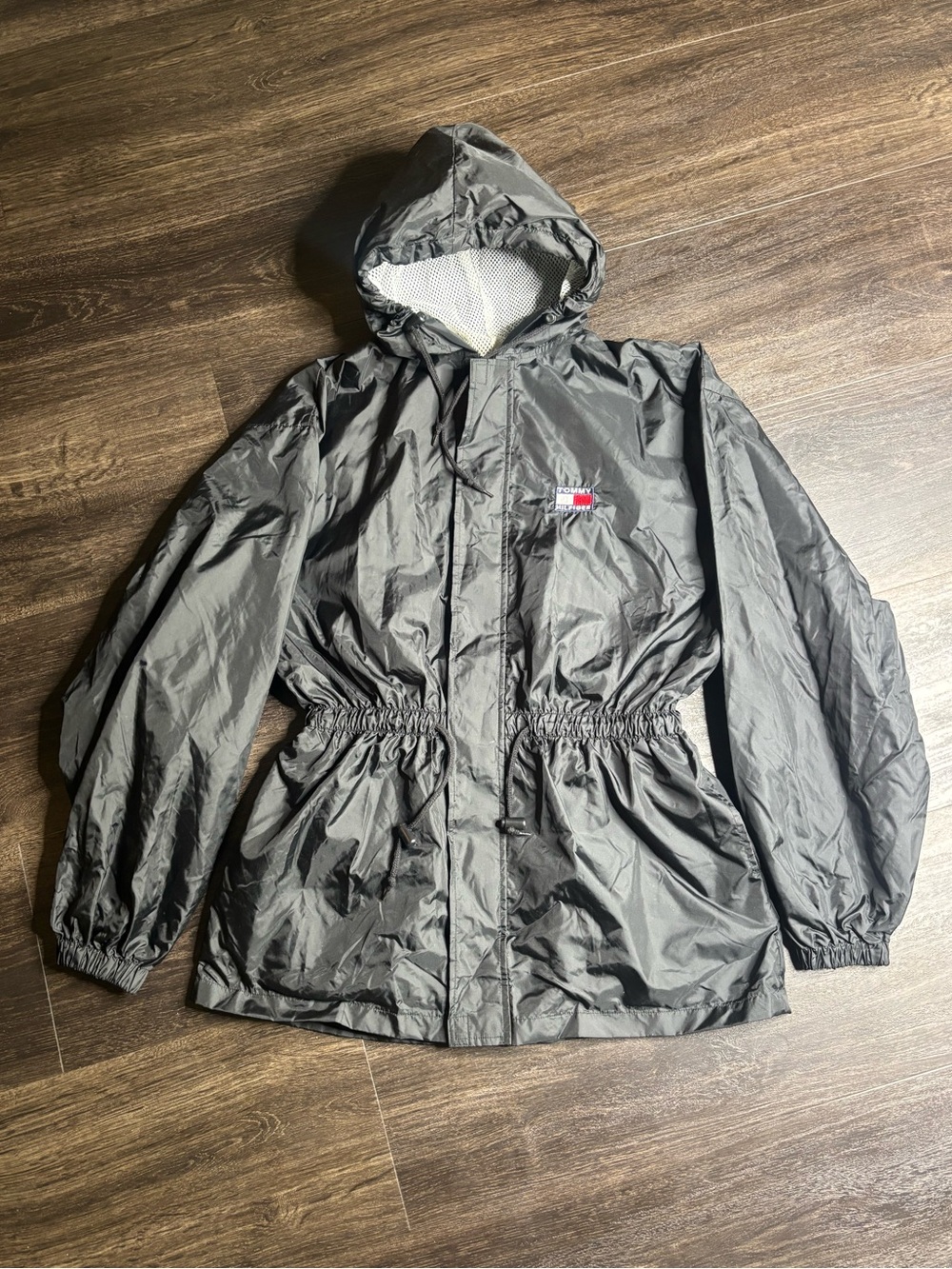 Vintage Y2K Black Tommy Hilfiger Windbreaker Jacket